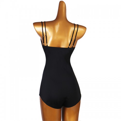 Customized size Black latin ballroom dance bodysuits tops for women girls backless stage performance tango waltz dance sling tops 
